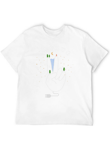 Unplug Nature Graphic Tee - Black Cotton T-Shirt