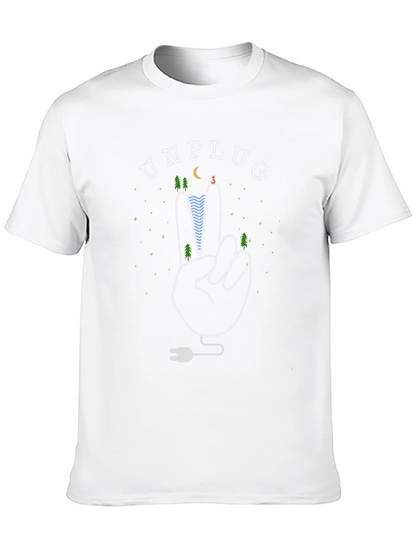 Unplug Nature Graphic Tee - Black Cotton T-Shirt