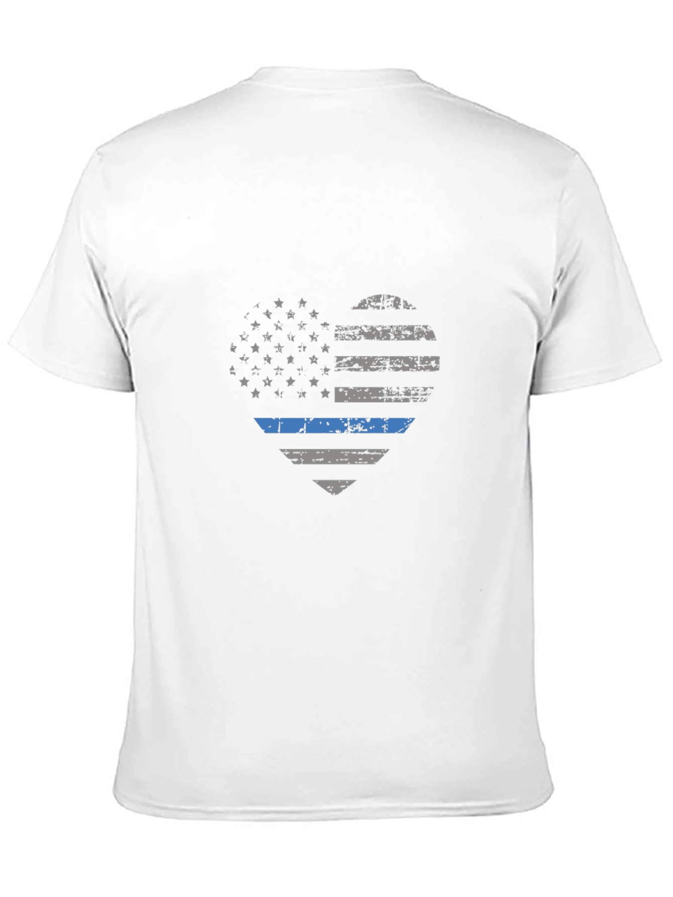 Thin Blue Line American Flag Heart Graphic T-Shirt