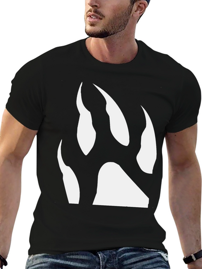 Black T-Shirt with White Bear Paw Print