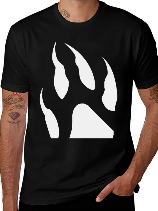 Black T-Shirt with White Bear Paw Print