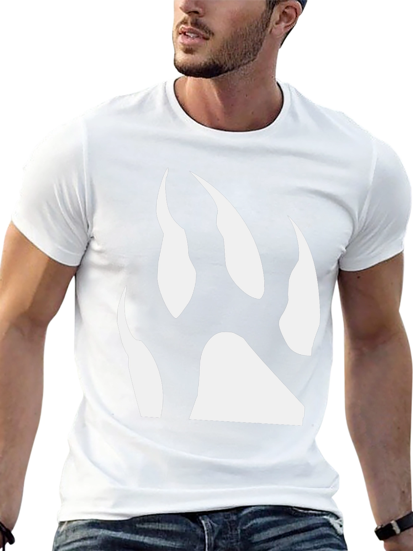 Black T-Shirt with White Bear Paw Print