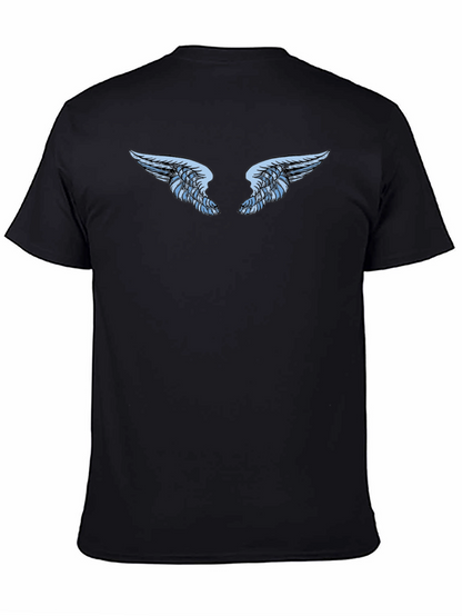 Black T-Shirt with Angel Wings Graphic