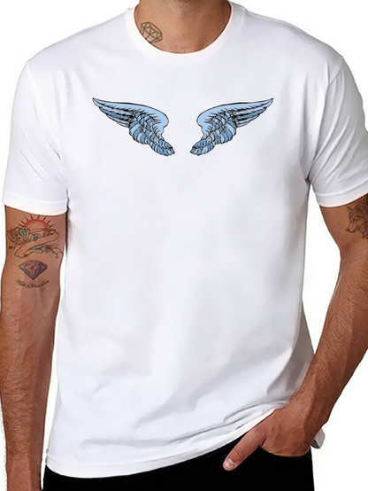 Black T-Shirt with Angel Wings Graphic
