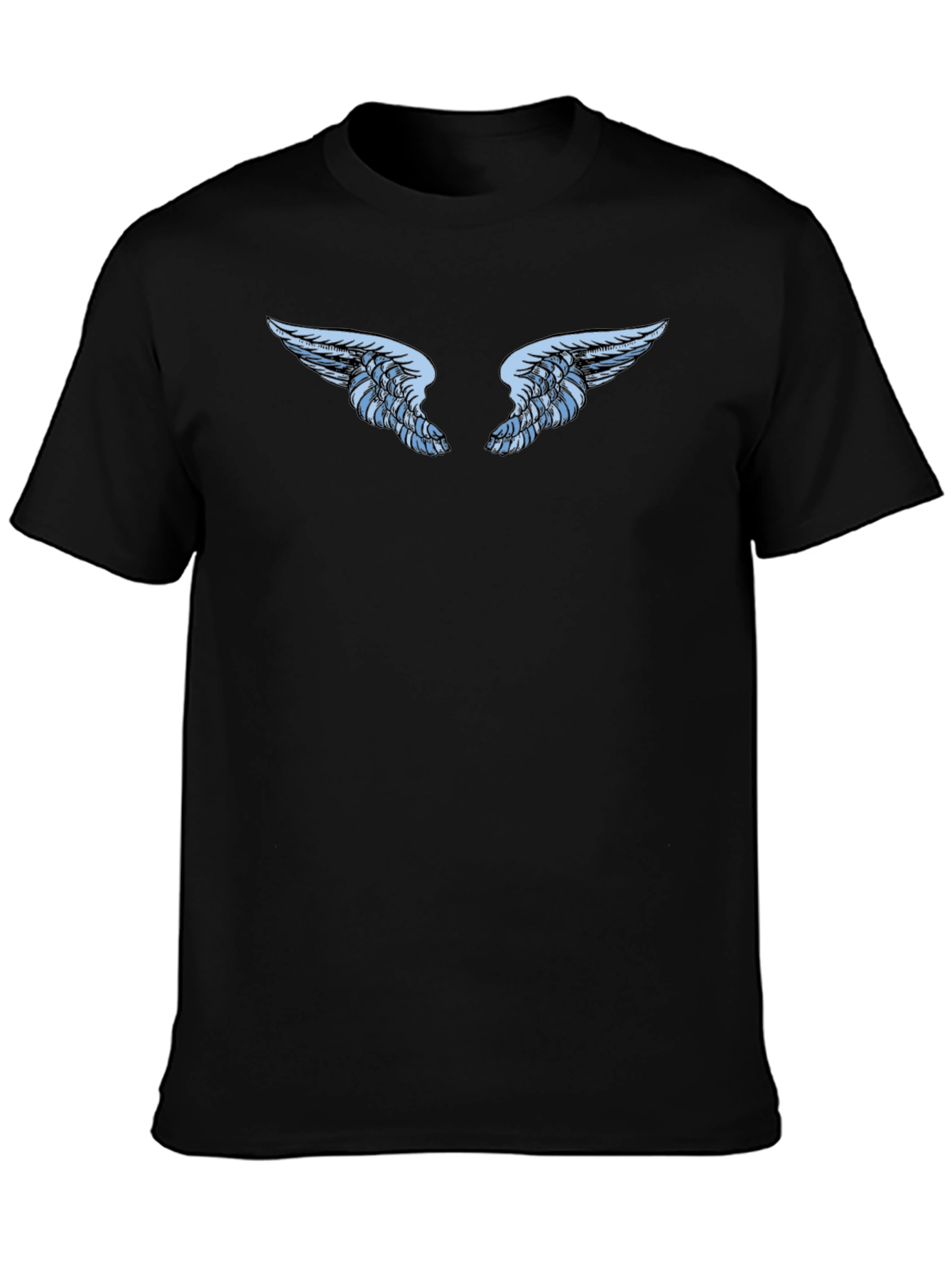 Black T-Shirt with Angel Wings Graphic