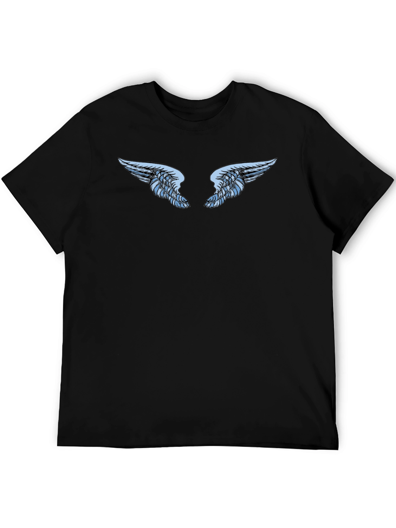 Black T-Shirt with Angel Wings Graphic