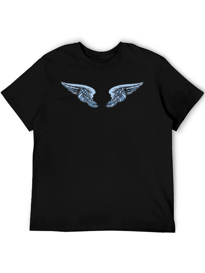 Black T-Shirt with Angel Wings Graphic