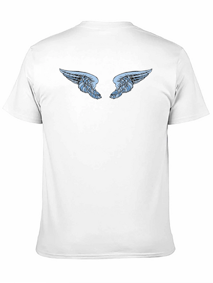 Black T-Shirt with Angel Wings Graphic