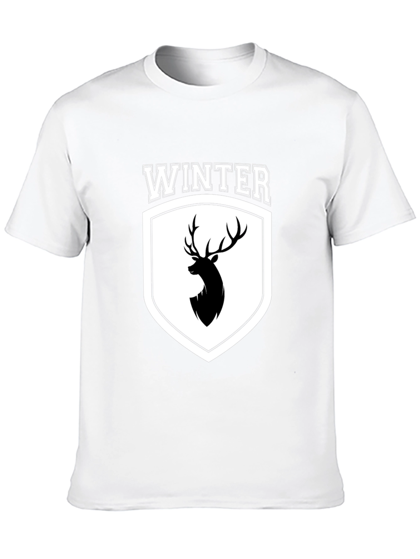 Winter Deer Crest Black T-Shirt