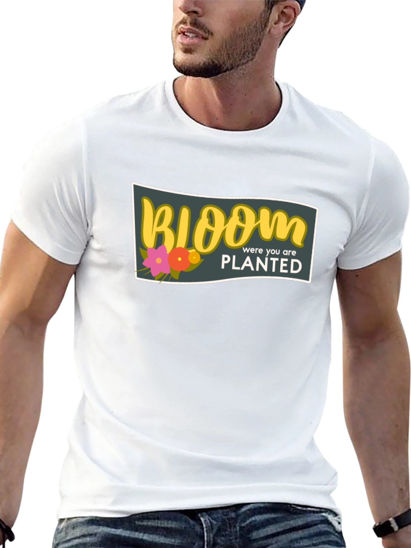 Bloom Where You Are Planted Black T-Shirt