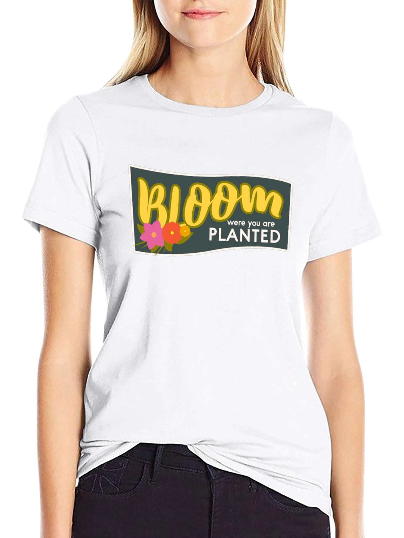 Bloom Where You Are Planted Black T-Shirt
