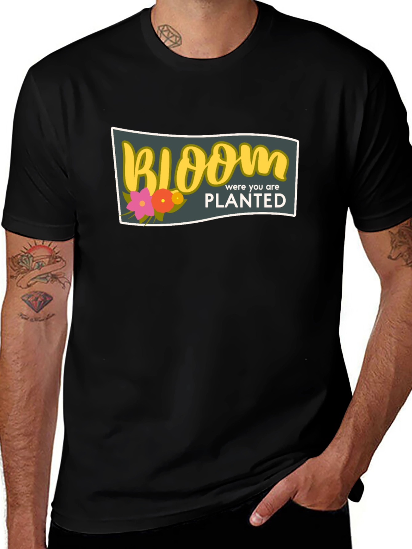 Bloom Where You Are Planted Black T-Shirt