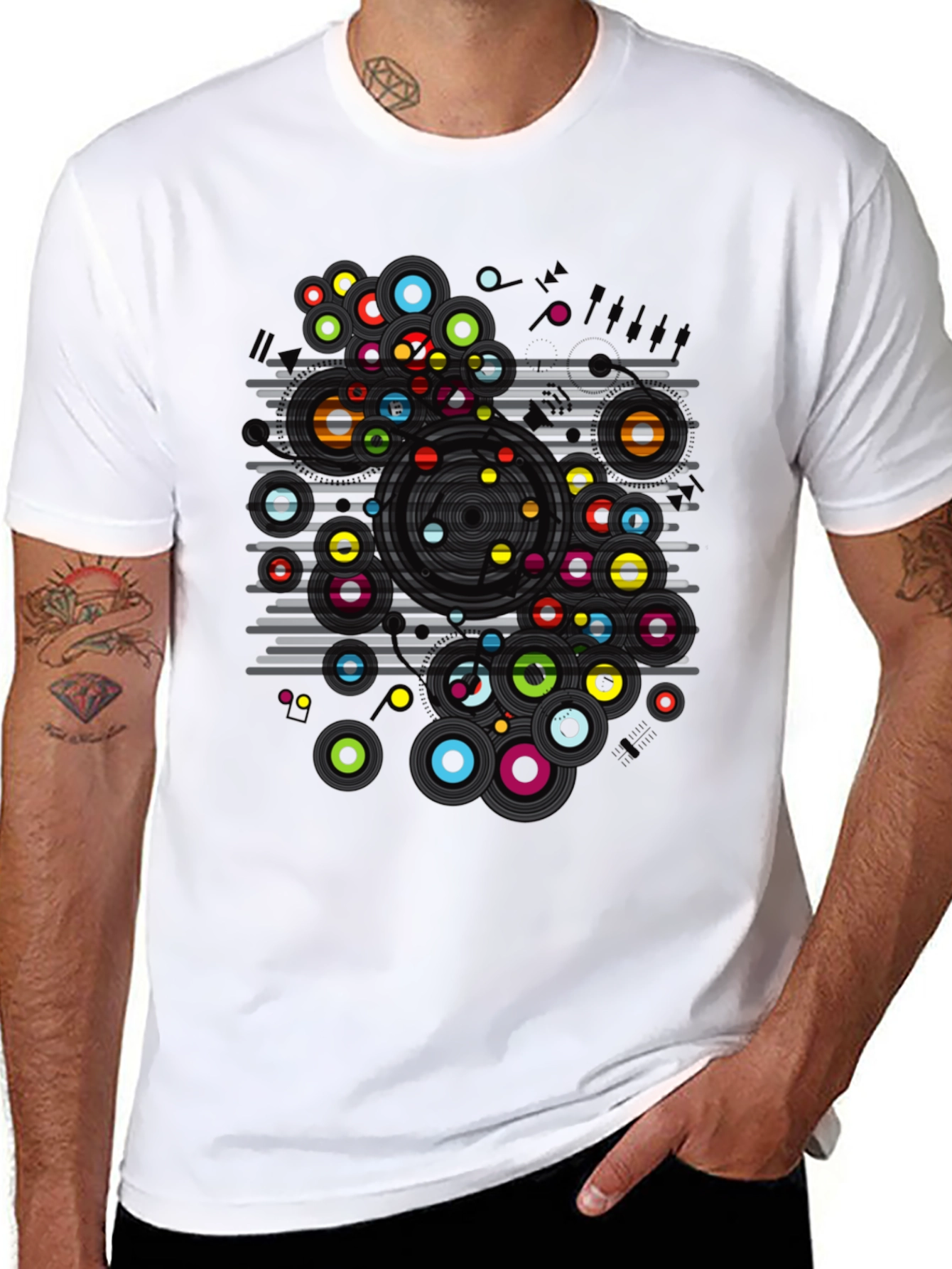 Abstract Circles Graphic T-Shirt - Modern Art Tee