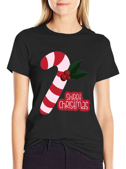 Sweet Christmas Candy Cane Black T-Shirt
