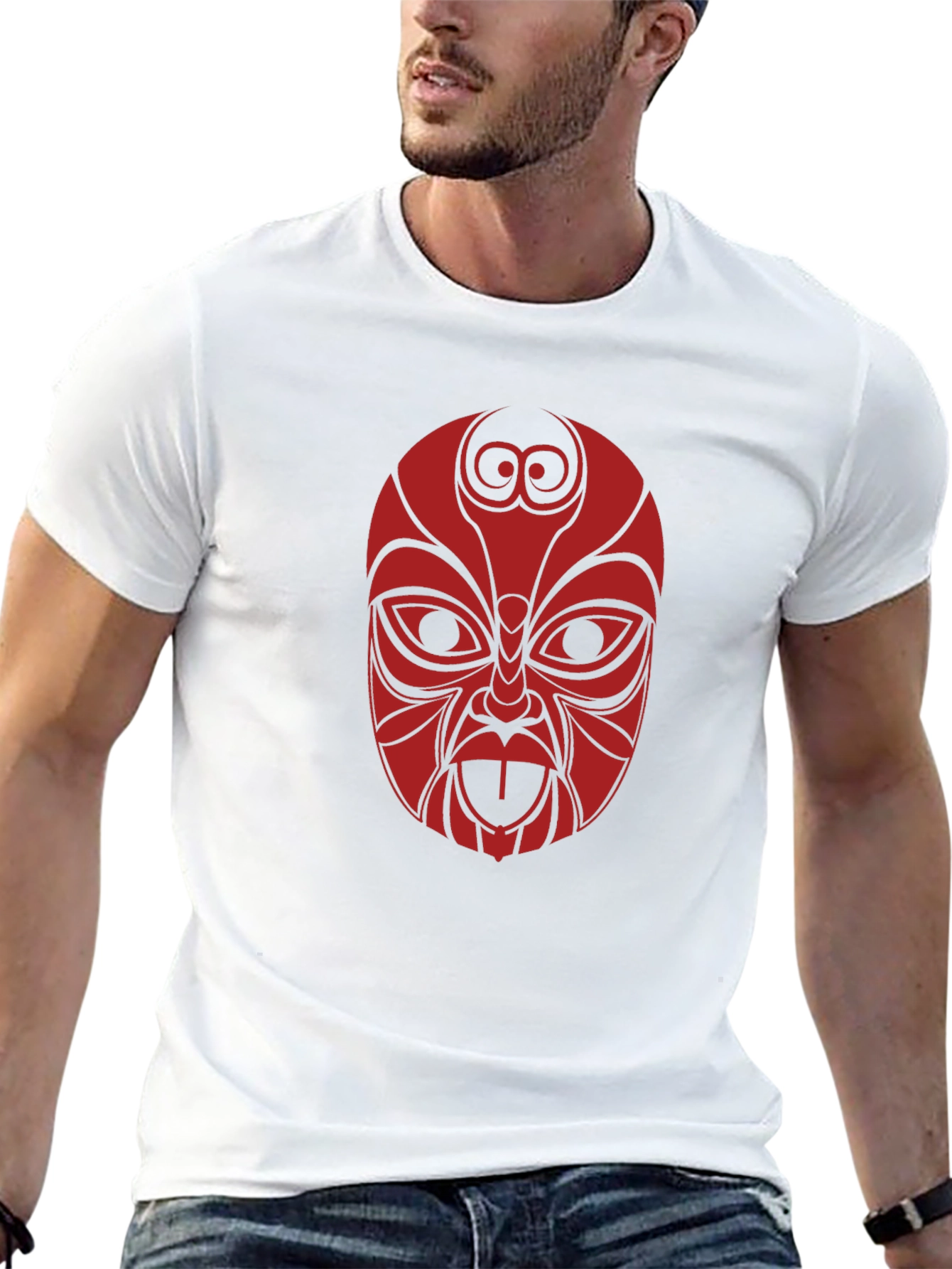 Tribal Mask Graphic Tee - Black