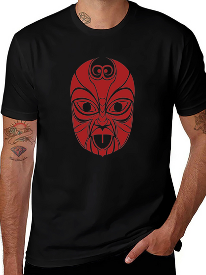 Tribal Mask Graphic Tee - Black