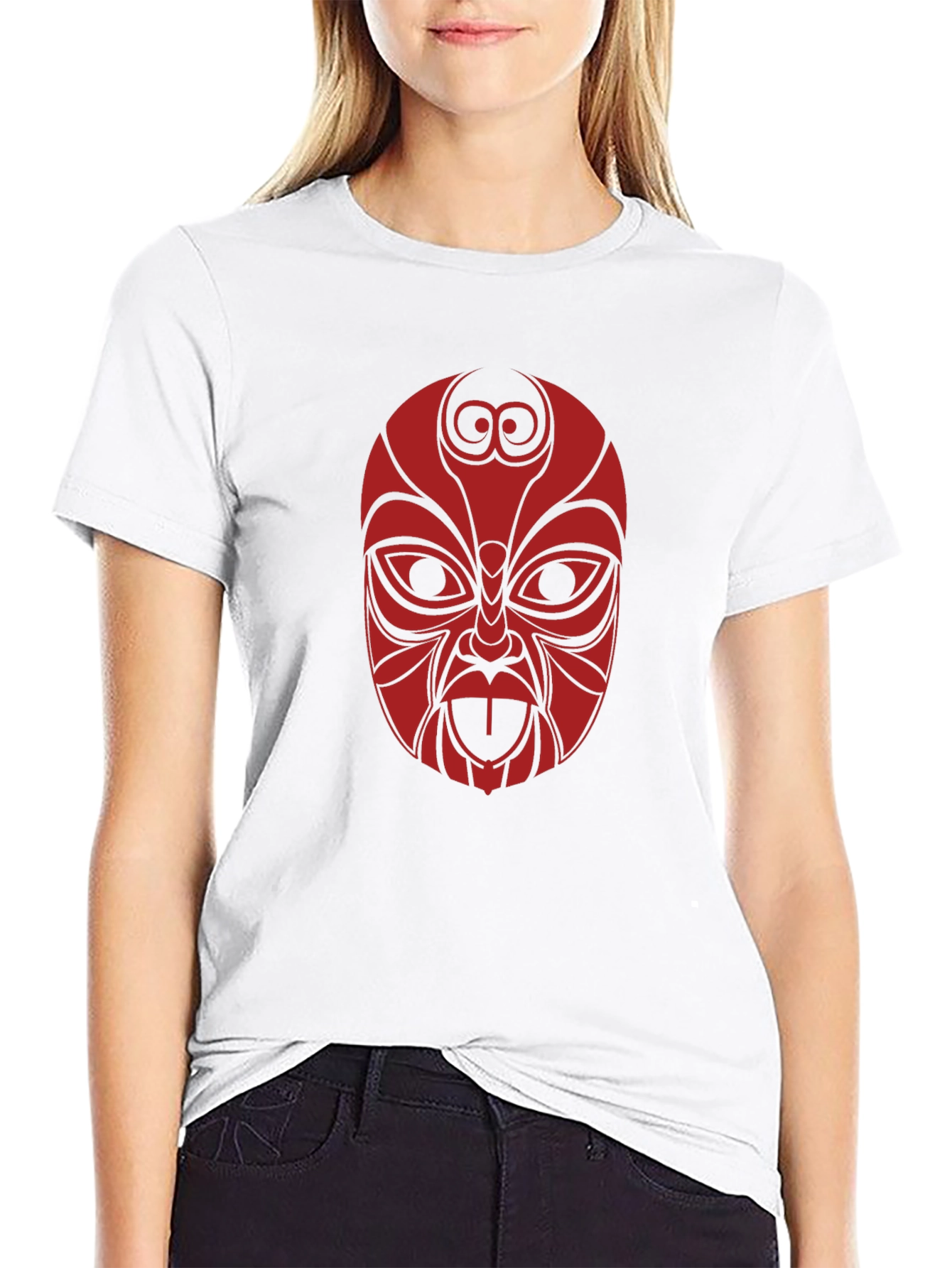 Tribal Mask Graphic Tee - Black