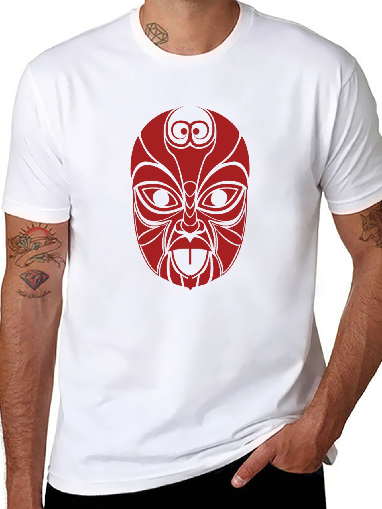 Tribal Mask Graphic Tee - Black