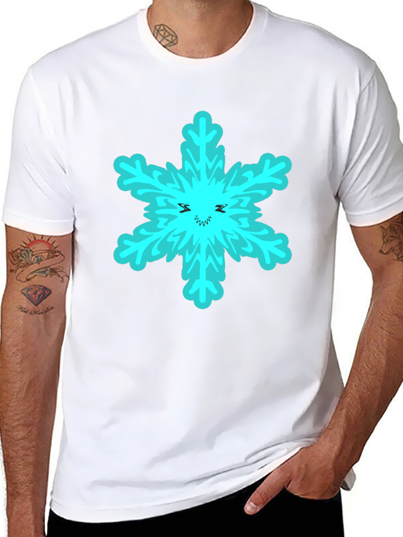 Snowflake Graphic T-Shirt - Black Cotton Tee