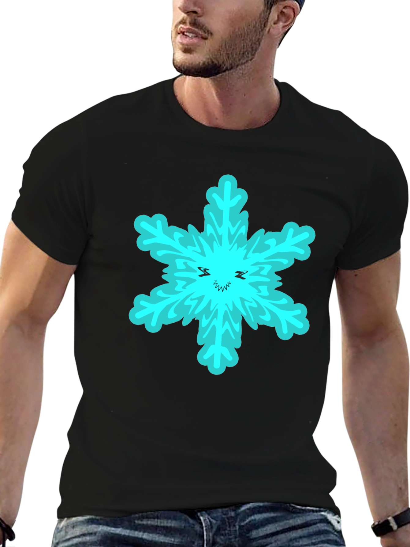 Snowflake Graphic T-Shirt - Black Cotton Tee