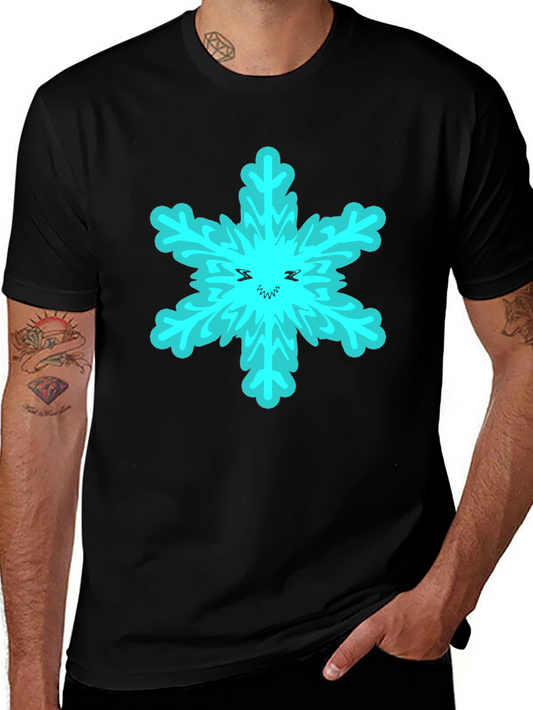 Snowflake Graphic T-Shirt - Black Cotton Tee
