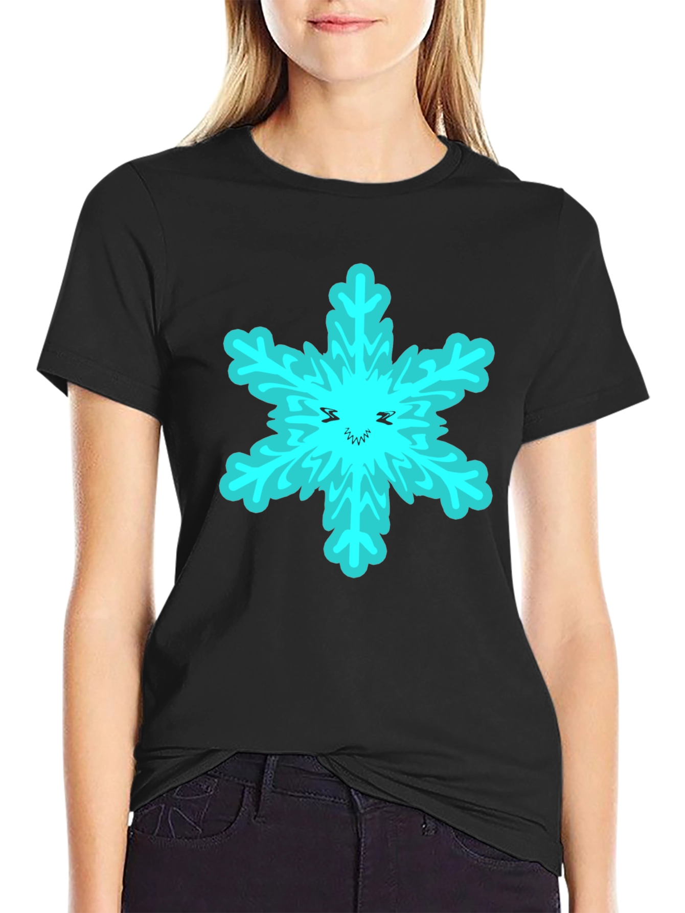Snowflake Graphic T-Shirt - Black Cotton Tee