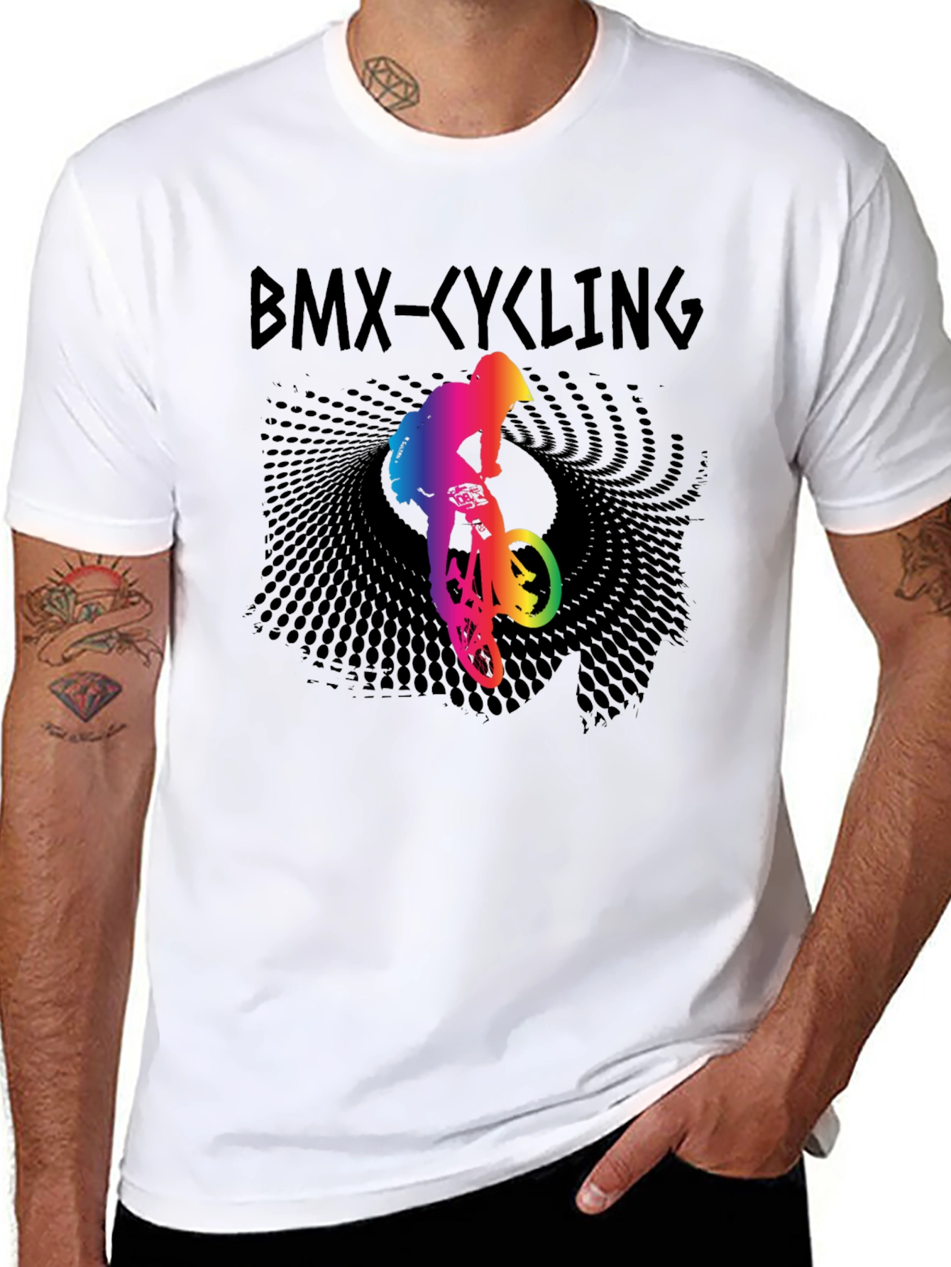 BMX Cycling Rainbow Graphic T-Shirt
