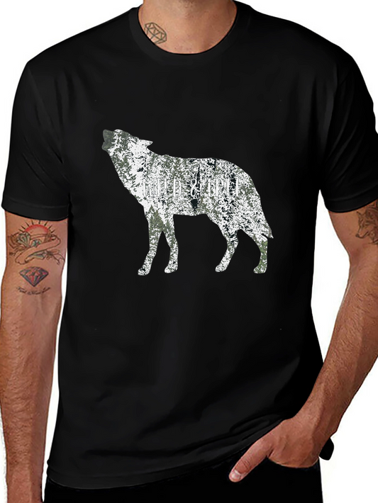 Wild & Free Wolf Graphic Tee - Black Cotton T-Shirt