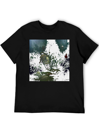 Artistic Graphic Print Black T-Shirt