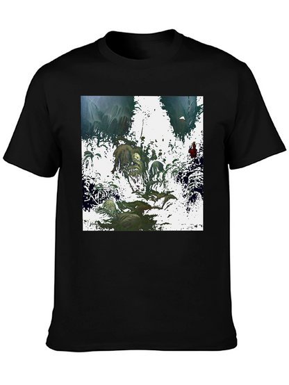 Artistic Graphic Print Black T-Shirt