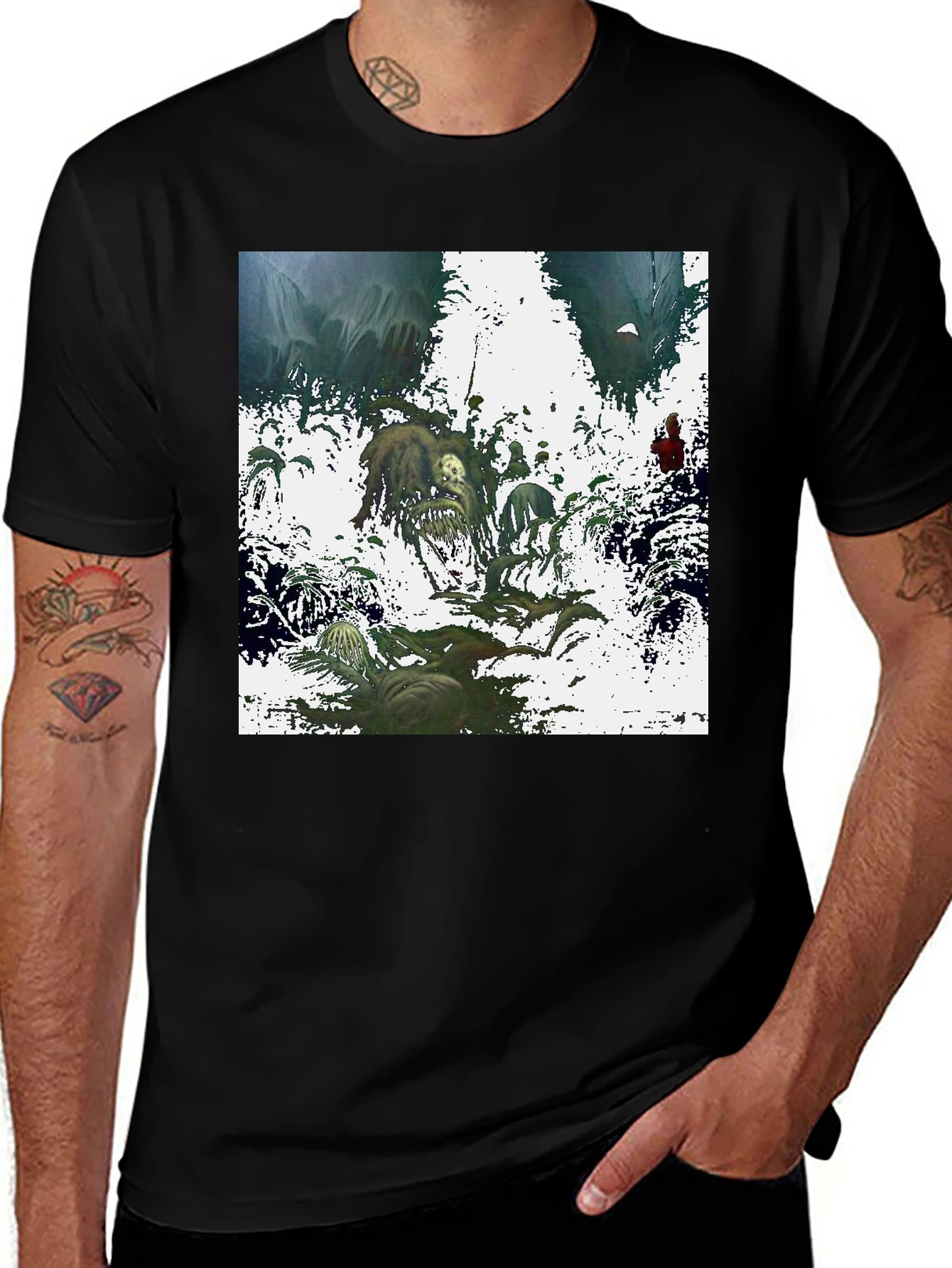 Artistic Graphic Print Black T-Shirt