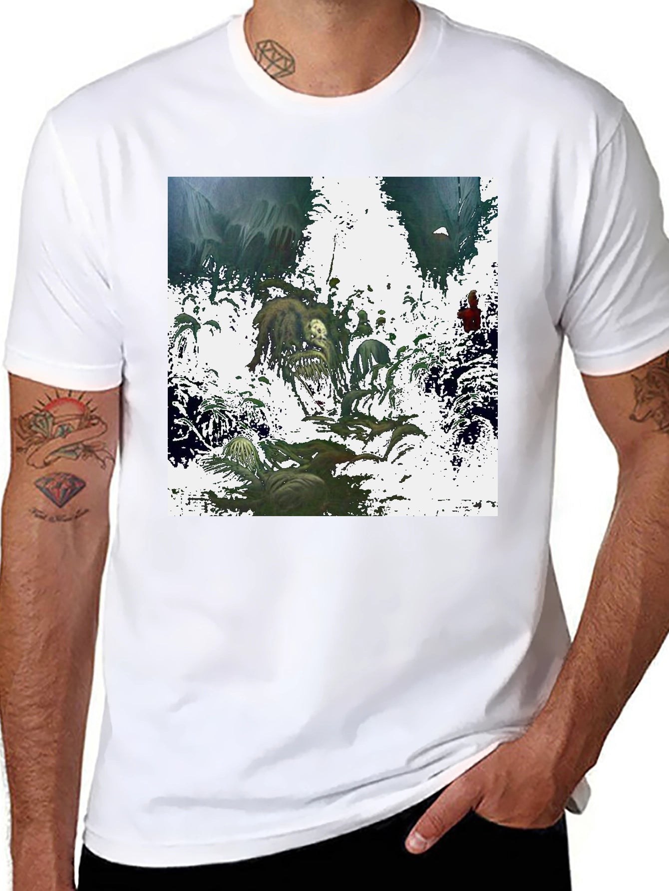 Artistic Graphic Print Black T-Shirt