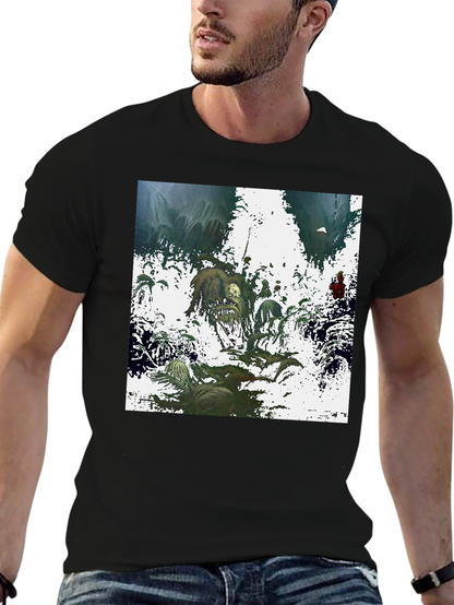 Artistic Graphic Print Black T-Shirt