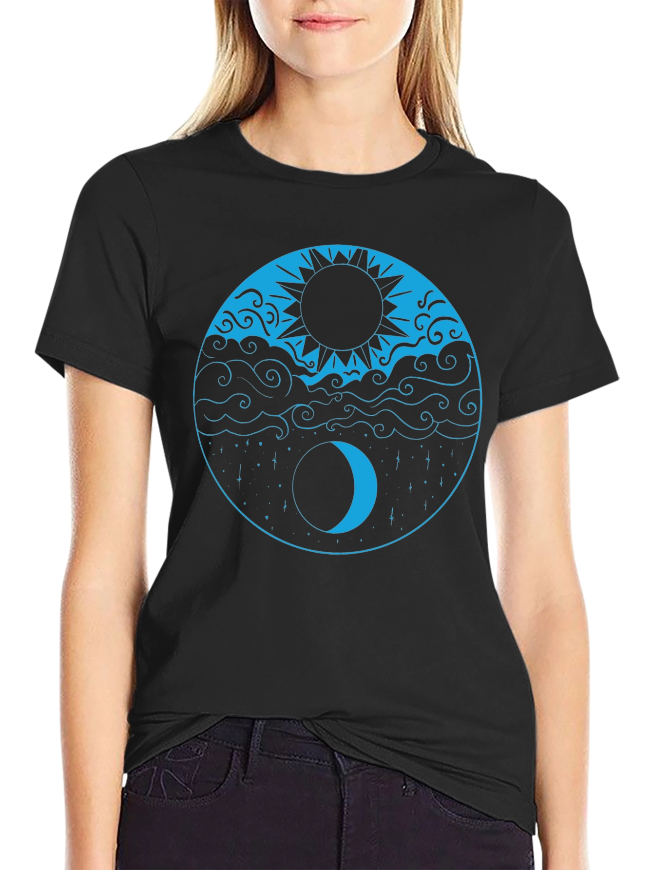 Yin Yang Sun & Moon Black T-Shirt