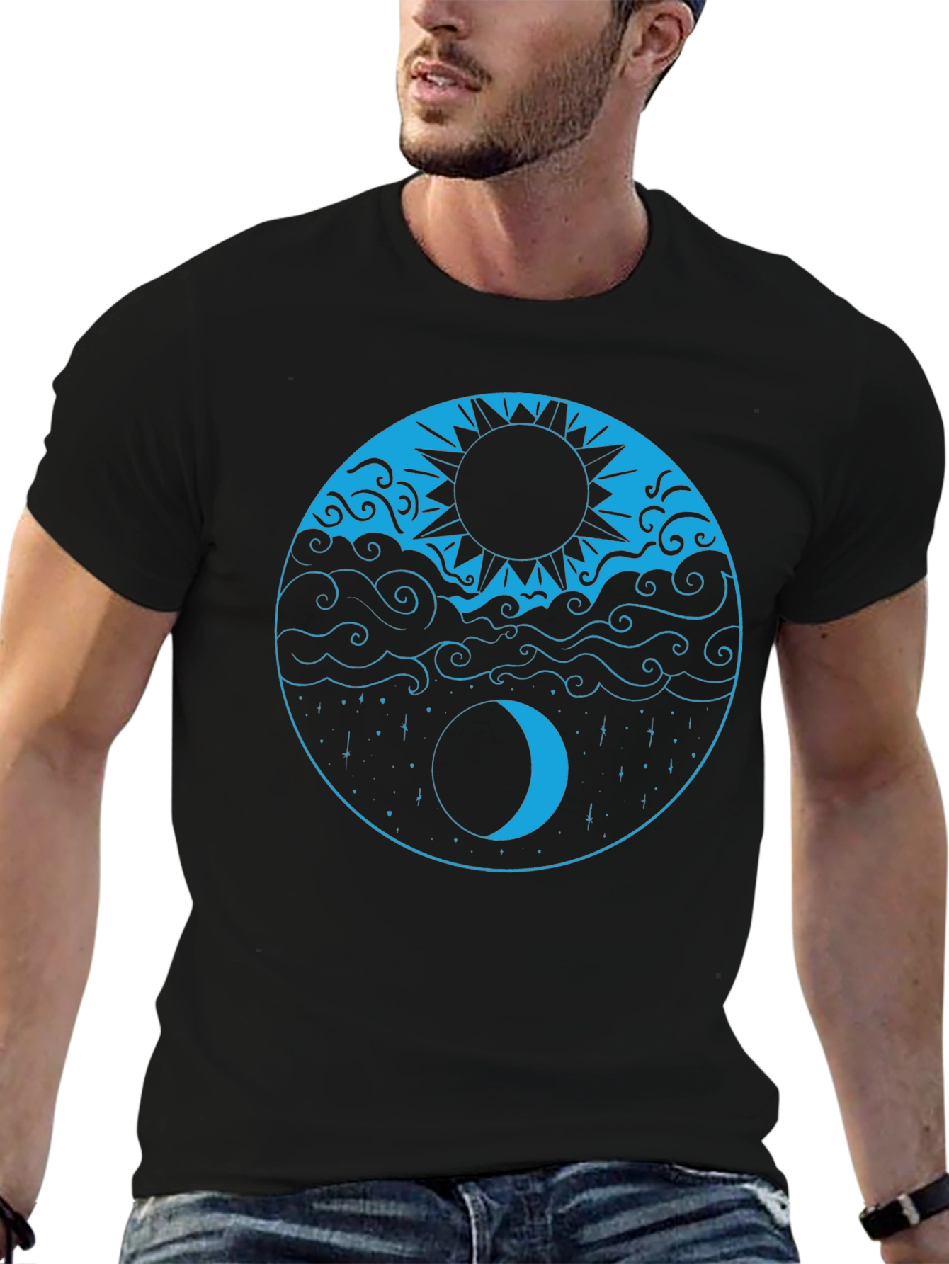 Yin Yang Sun & Moon Black T-Shirt