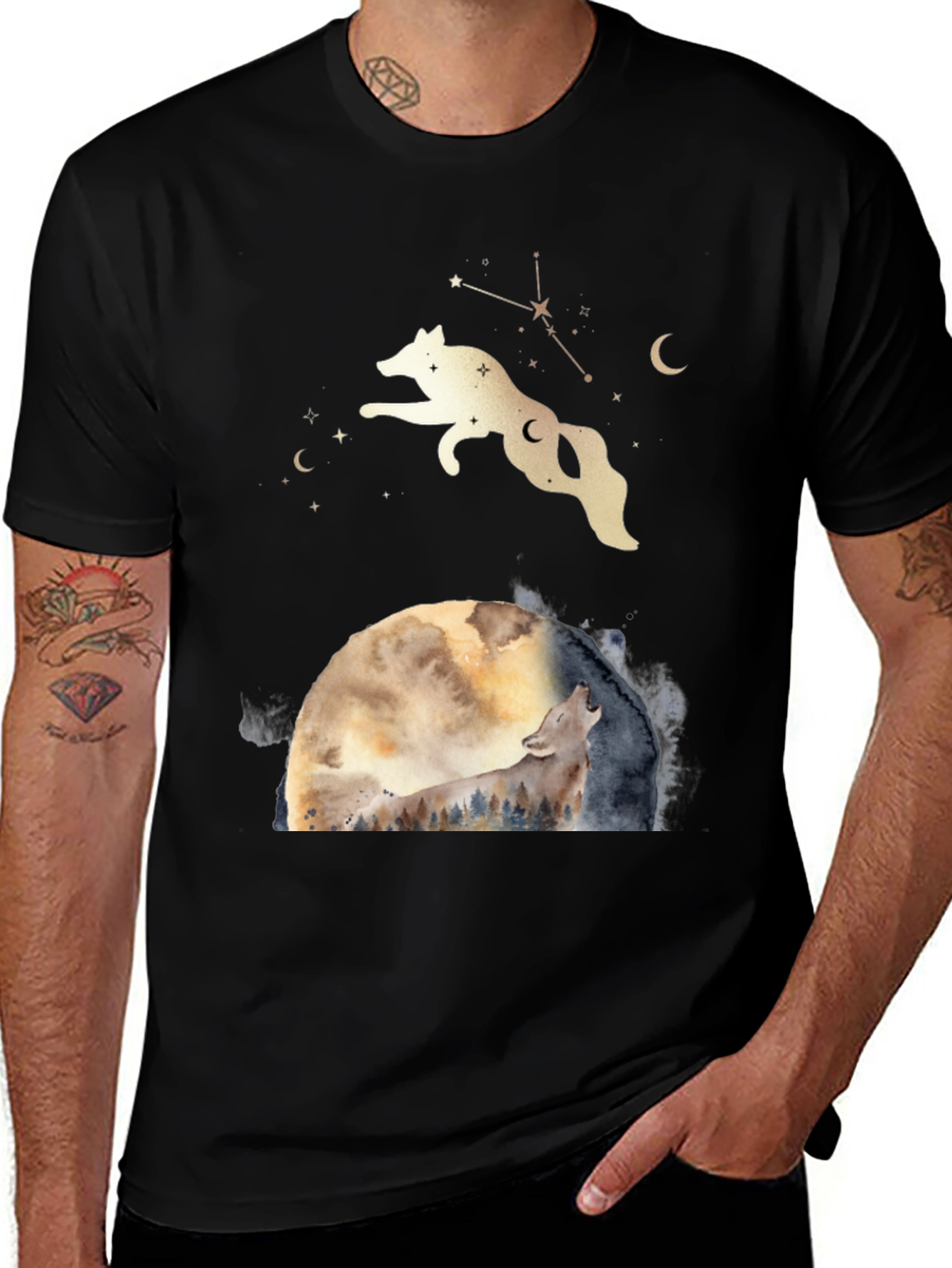 Wolf Moon Graphic Tee - Celestial T-Shirt