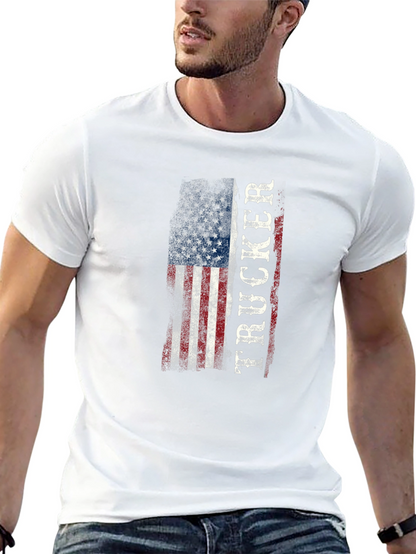 Trucker USA Flag Graphic T-Shirt