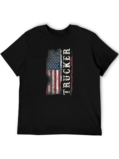 Trucker USA Flag Graphic T-Shirt