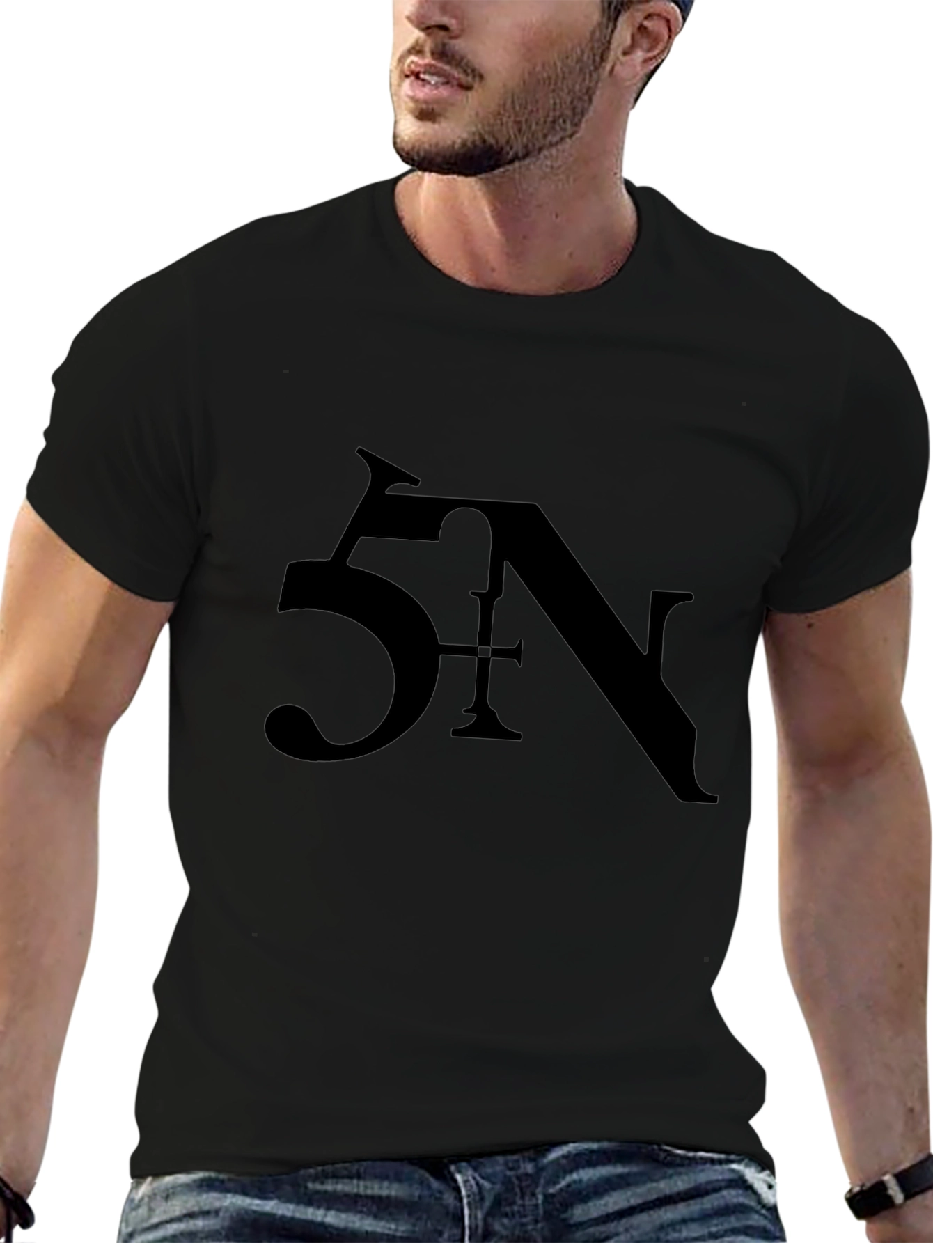 5N Graphic Print Black Tee
