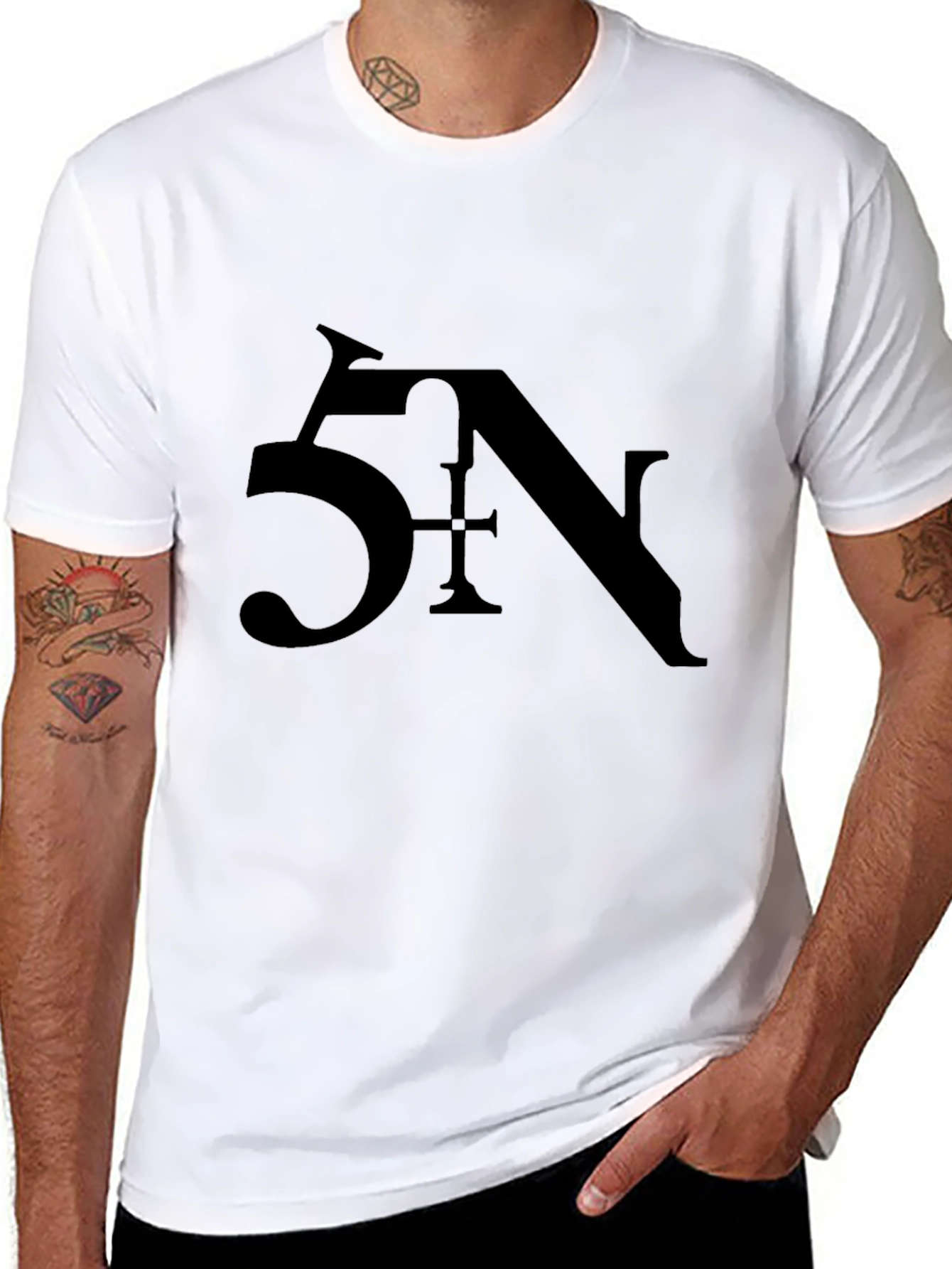 5N Graphic Print Black Tee