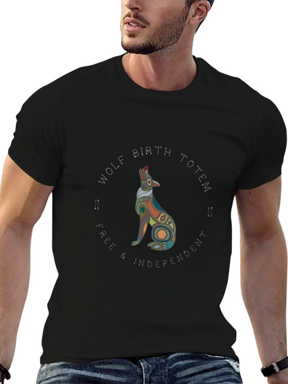 Wolf Birth Totem Black T-Shirt - Free & Independent