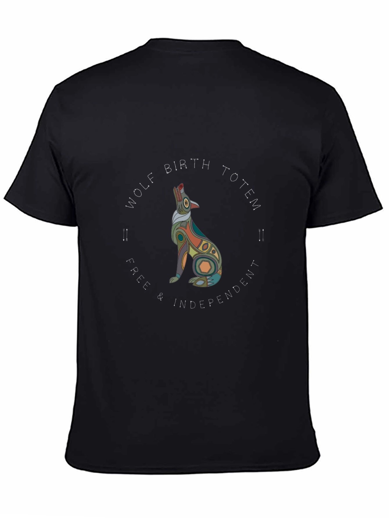 Wolf Birth Totem Black T-Shirt - Free & Independent