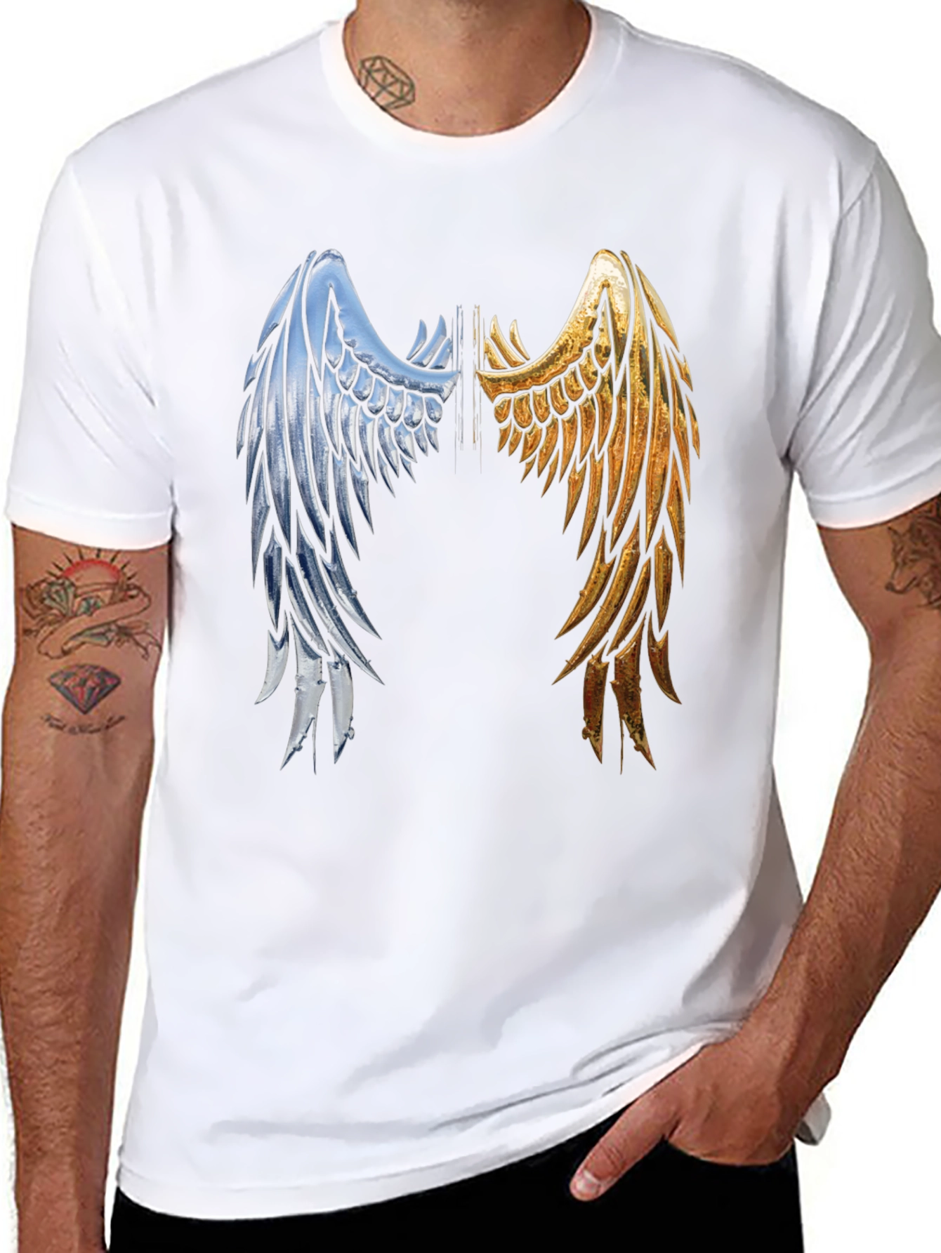 Wings Graphic Tee - Black Cotton Angel Wings Shirt