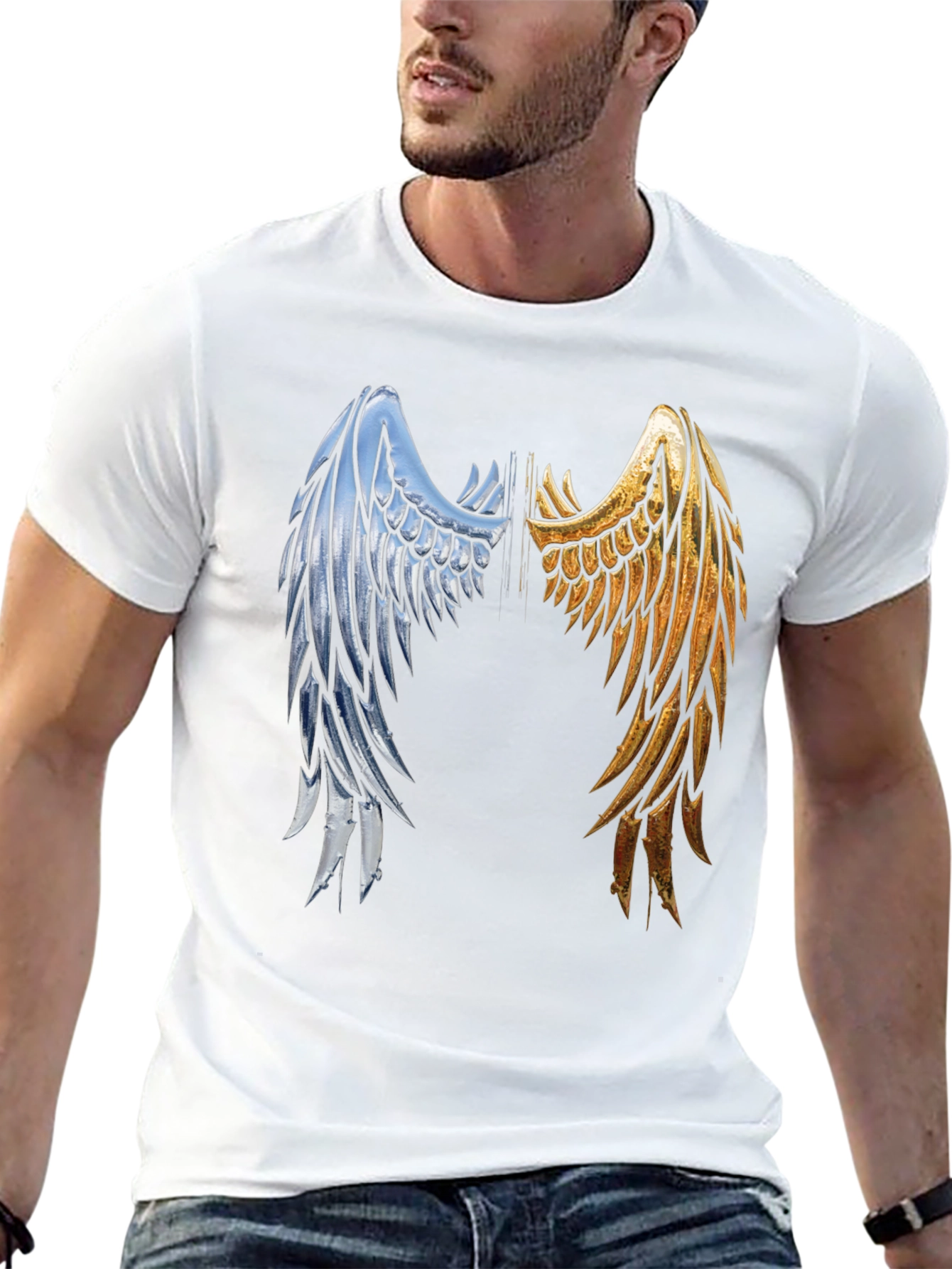 Wings Graphic Tee - Black Cotton Angel Wings Shirt