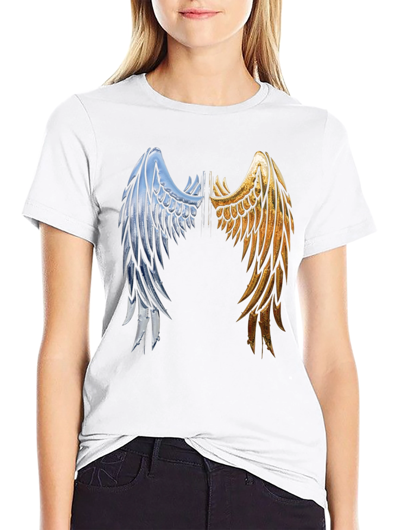 Wings Graphic Tee - Black Cotton Angel Wings Shirt