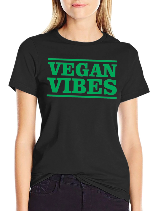 Vegan Vibes Graphic Tee - Black Cotton T-Shirt