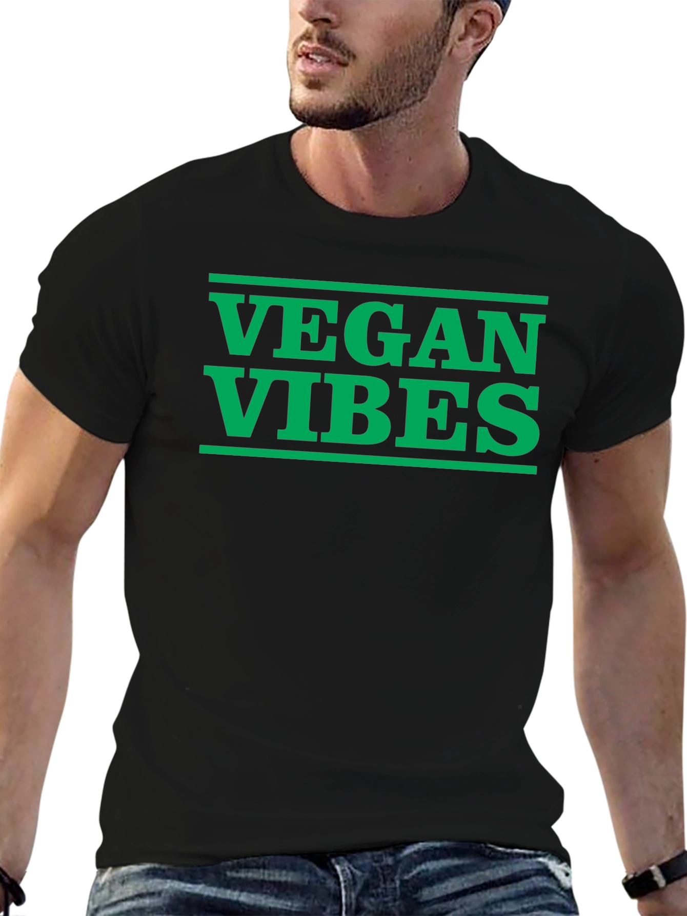 Vegan Vibes Graphic Tee - Black Cotton T-Shirt