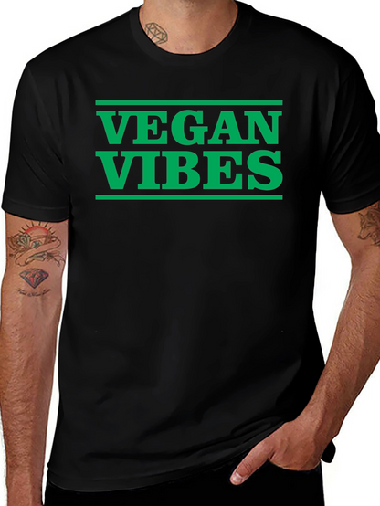 Vegan Vibes Graphic Tee - Black Cotton T-Shirt