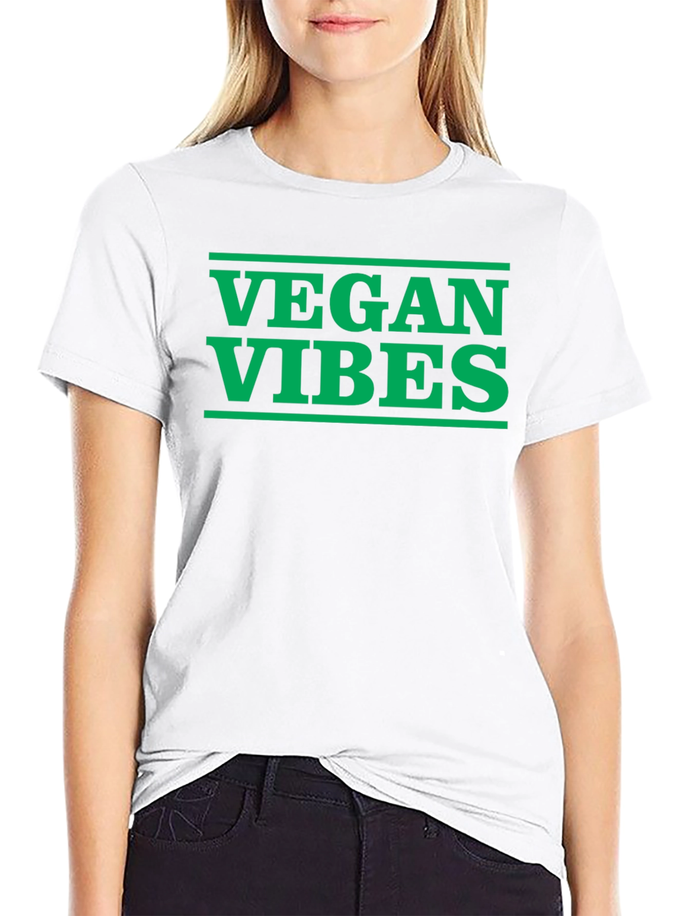 Vegan Vibes Graphic Tee - Black Cotton T-Shirt