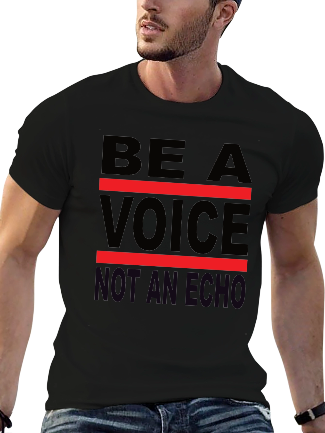 Be A Voice Tee - Black Graphic T-Shirt